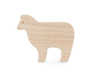 Wooden sheep isolated on white. Children's toy