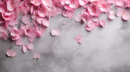 Obraz premium Pink petals on grunge gray background
