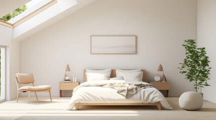 Fototapeta na wymiar Modern white bedroom. Modern interior design