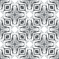 Watercolor medallion seamless border. Black and