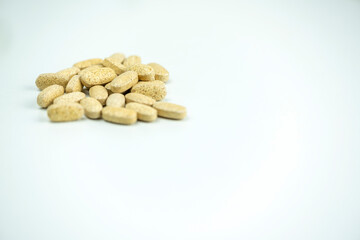 Detail of Vitamin pills and food supplement