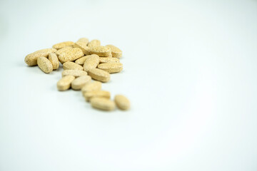 Detail of Vitamin pills and food supplement