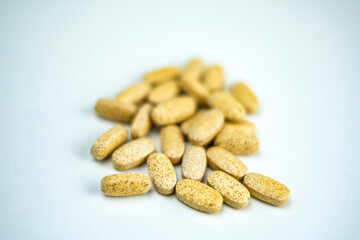 Detail of Vitamin pills and food supplement