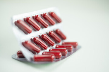 detail of several blister packs of calming pills