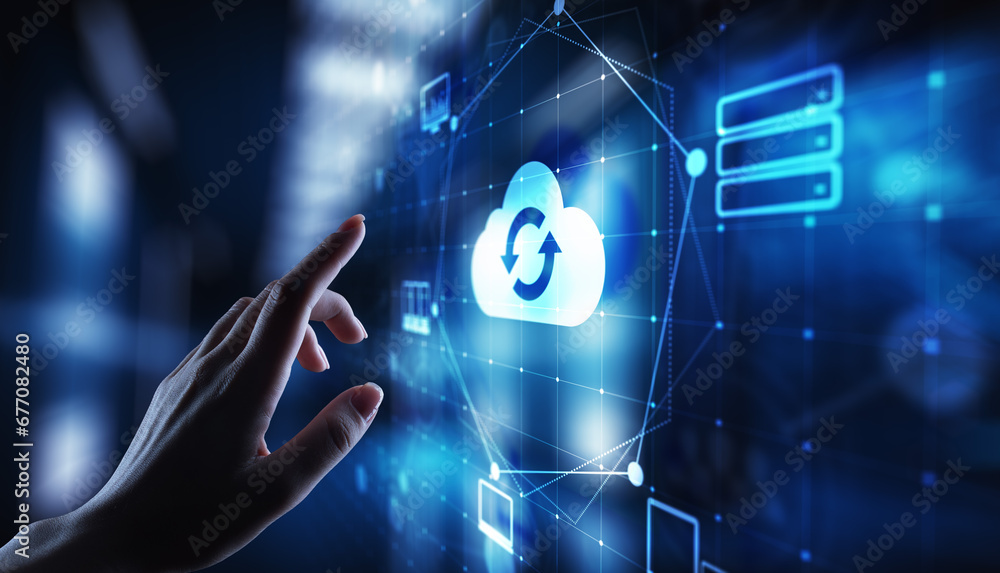 Aufkleber cloud technology computing and data storage. internet and networking concept on virtual screen.
