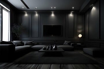 modern dark home interior. Generative AI