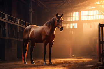 Horse in a stable - obrazy, fototapety, plakaty