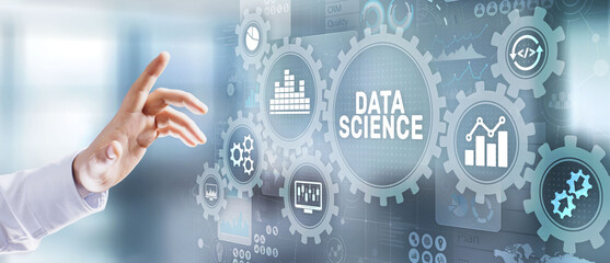Big Data science analysis business technology concept on virtual screen.