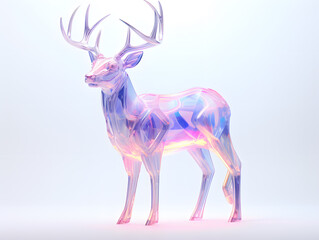 3d rendering of a reindeer in pink and blue background