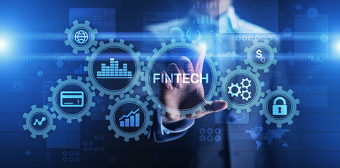 Fintech Financial technology Cryptocurrency investment and digital money. Business concept on virtual screen.