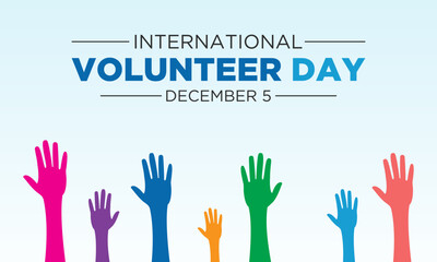 Obraz premium International volunteer day is observed every year on the 5th december . Vector template for banner, greeting card, poster with background. Vector illustration.
