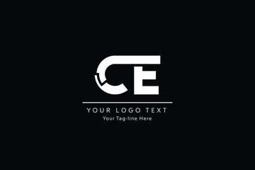 Initial Letter C and E Linked Logo. Black and Yellow Geometric Shape isolated on Double Background. Usable for Business and Branding Logos. Flat Vector Logo Design Template Element
