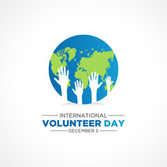 International volunteer day is observed every year on the 5th december . Vector template for banner, greeting card, poster with background. Vector illustration.