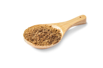 Spoon of aromatic caraway (Persian cumin) powder isolated on white