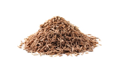 Heap of aromatic caraway (Persian cumin) seeds isolated on white
