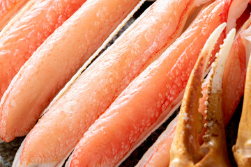 かにすきのズワイガニ足のアップ。
