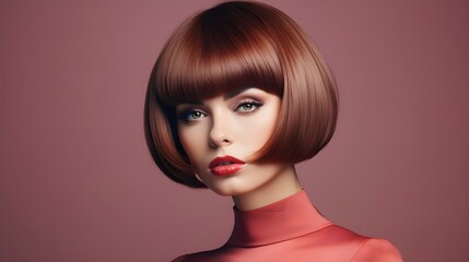 Female model with a bob cut hairstyle