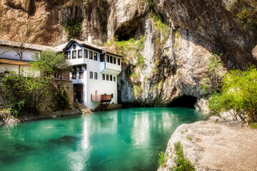 The Source of the Buna River at Blagaj Tekke, near Mostar in Bosnia and Herzegovina