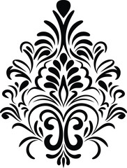 Vintage damask baroque ornament with floral retro antique style. Acanthus pattern foliage swirl design element wedding decoration. Isolated element.