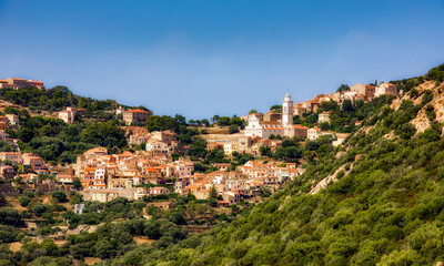 Fototapeta na wymiar The Village of Corbara in the Balagne Region on Corsica, France