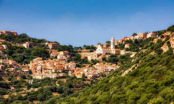 The Village of Corbara in the Balagne Region on Corsica, France