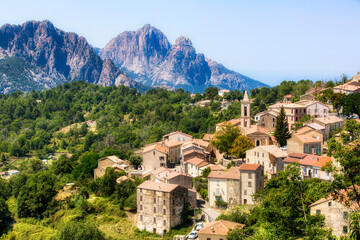 Fototapeta na wymiar The Village of Evisa in the Corsican Mountains, France