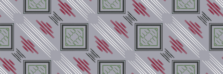 Ethnic abstract purple Seamless ikat pattern in tribal, folk embroidery, and Asia style. Aztec geometric art ornament print. Design for carpet, wallpaper, clothing, wrapping, fabric, cover.