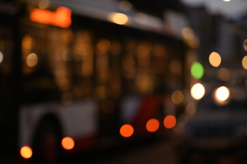 evening city street lights defocused background
