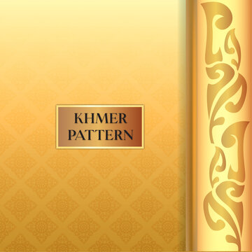 Traditional ornamet khmer with gold pattern background