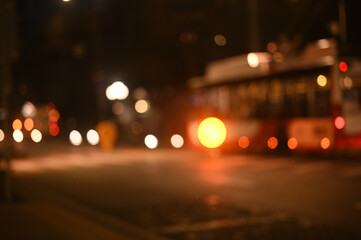 evening city street lights defocused background
