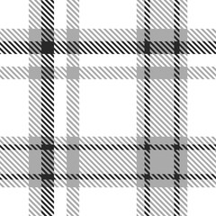 White Black Grey Tartan Plaid Pattern Seamless. Check fabric texture for flannel shirt, skirt, blanket
