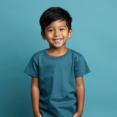 A little asian boy wearing empty blank tshirt for mockup