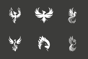 Fototapeta na wymiar 6 Burning Phoenix Brand Logos | Vector Graphic | Birds