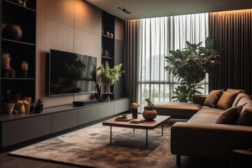 Fototapeta premium Interior design of modern cozy living room