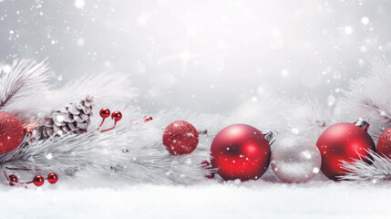 Naklejka na ściany i meble Christmas decorations with pine cones and snowflakes