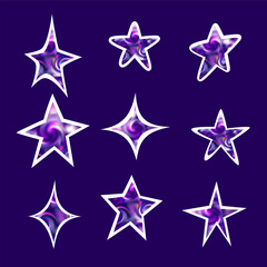 Obraz premium Vector illustration of stars. Design elements for New Year, Christmas, birthday, holidays isolated on black background.