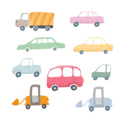 cute car collection - truc, limousine, taxi, bus, smart, bagger 