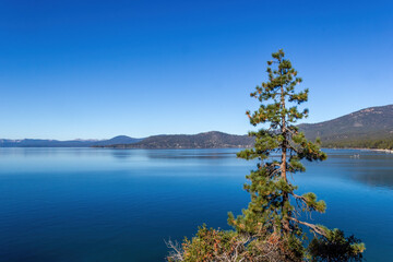 Framed view over Lake Tahoe on a sunny summer day