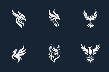 Fototapeta na wymiar 6 Phoenix Vector Logos for Branding and Identity