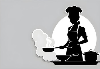 A cook, 2D, a black silhouette. Generative AI
