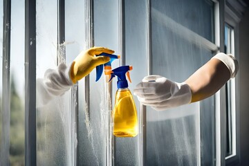 Cleaning window pane with detergent