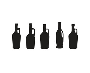 bottles of wine vector silhouette set. various types of  wine bottle 