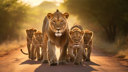 A Pride of Predators on the Road in Kruger National Park