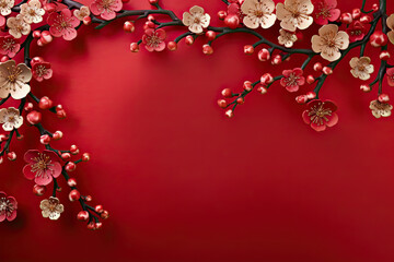 Chinese new year and flowers design background for gift card, presentation, wallpaper, marketing material