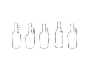 set of  wine bottles hand drawn line art