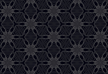 Abstract Lines Floral Kaleidoscope Blue Background