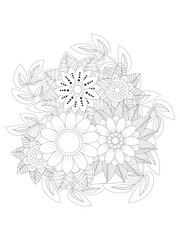 Flower mandala illustration. Oriental pattern, vintage decorative elements Easy mandala kaleidoscope pattern on white background Adult coloring page
