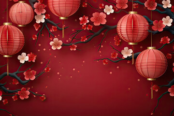 Chinese new year design background for gift card, presentation, wallpaper, marketing material - obrazy, fototapety, plakaty