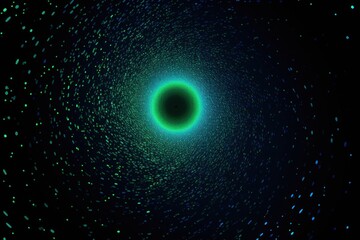planet with green halo  in black space background