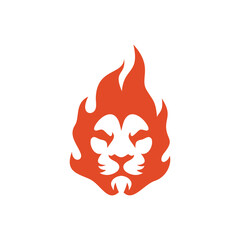 abstract lion fire logo icon